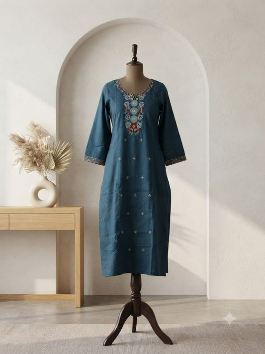 BLUE FLORAL KURTI-6086