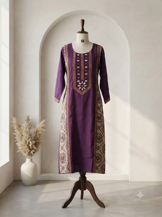 PURPLE MIRROR KURTI-6154