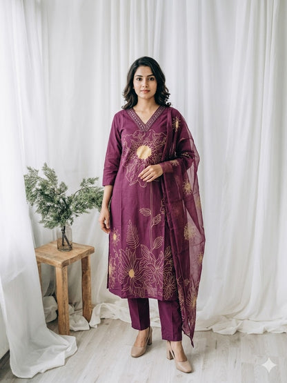 BERRY BLOOM KURTA SET-1289