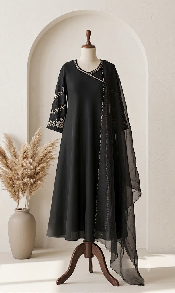 BLACK CHINON ETHNIC SUIT-2095