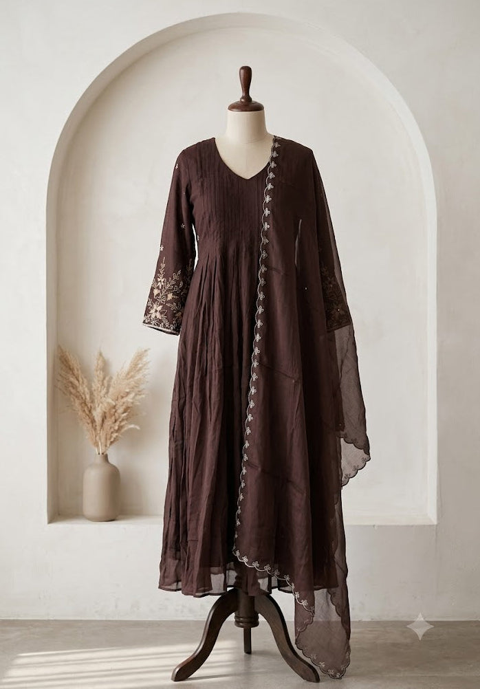 BROWN CHINON ETHNIC SUIT-1669