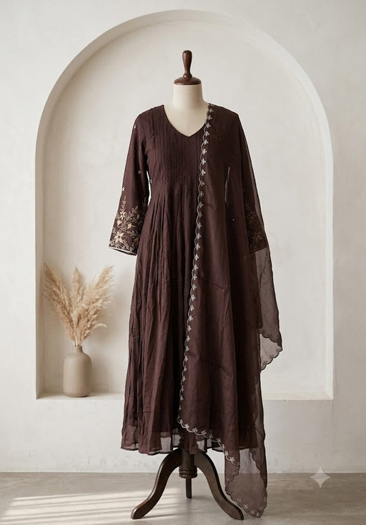 BROWN CHINON ETHNIC SUIT-1669