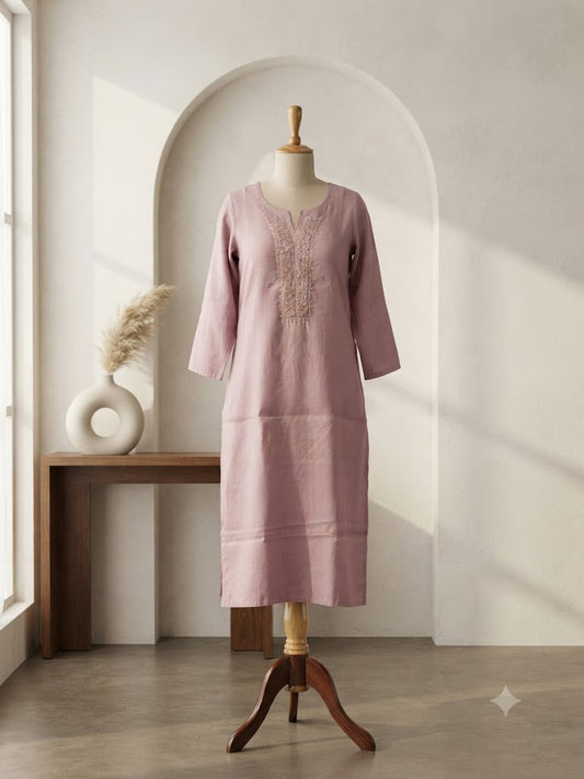 PINK SILK KURTI-6118