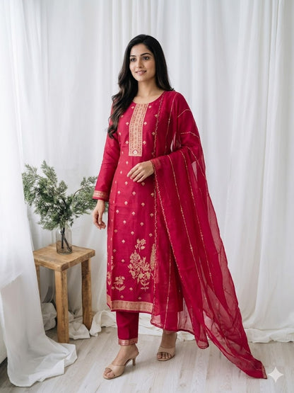 CRIMSON ELEGANCE ETHNIC SUIT - 1351