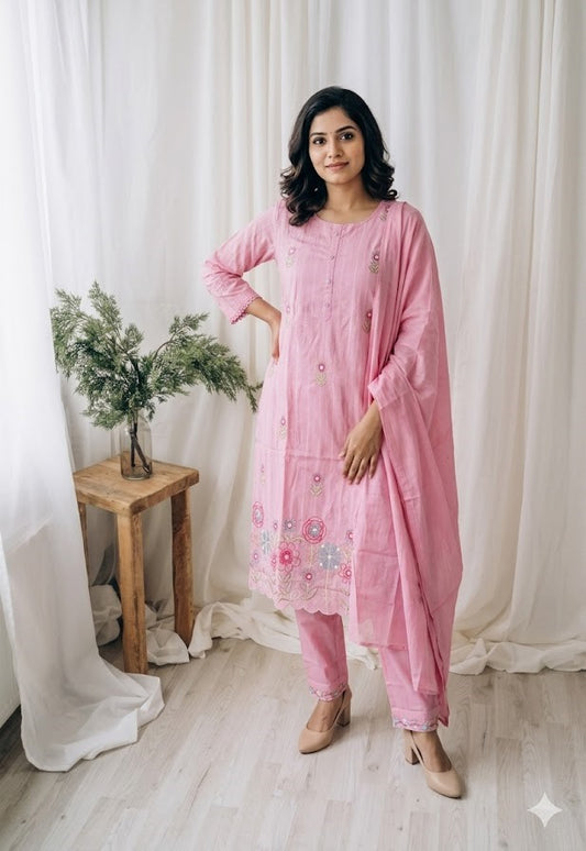 SOFT PETAL PINK KURTI SET-1628