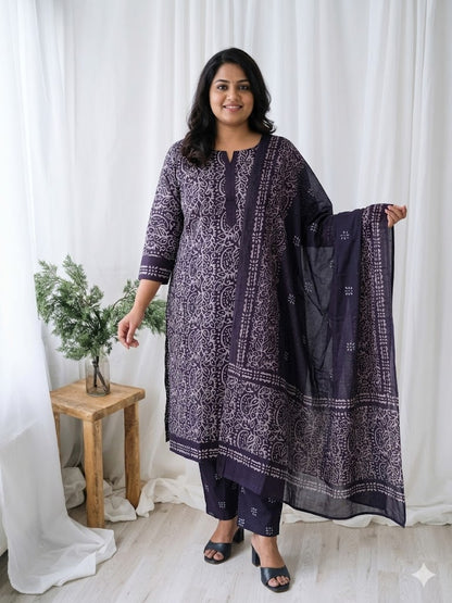 LOOM & BLOOM KURTI SET-PURPLE-1245