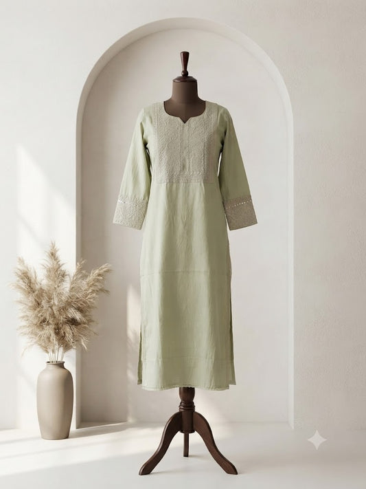 GREEN RAYON KURTI-6069