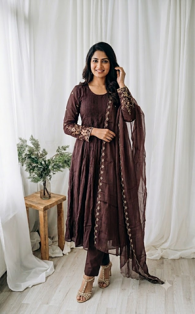 BROWN CHINON ETHNIC SUIT-1669