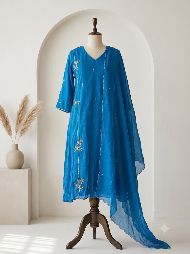 BLUE CHINON ETHNIC SUIT-2093