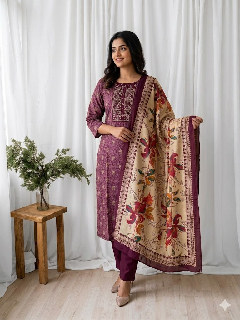 PURPLE VINE ETHNIC SUIT-1014