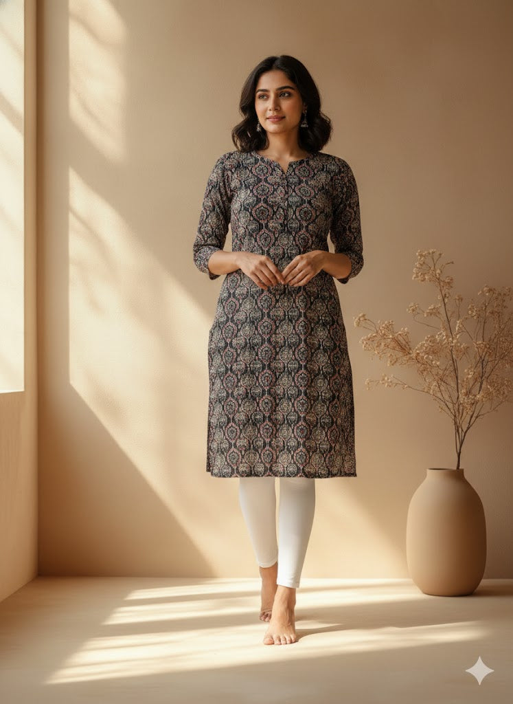 KANTHA STITCH BLUE KURTI-6023