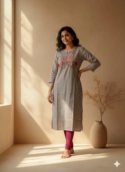 LOOMIRA GREY KURTI-6059