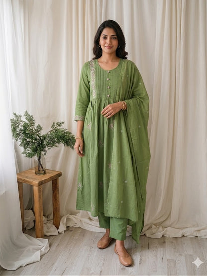 GREEN GARLAND KURTI SET-2084