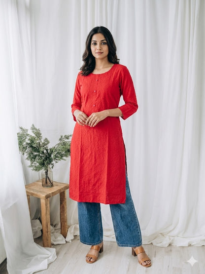 FUSCHIA CHIKANKARI KURTI-1505