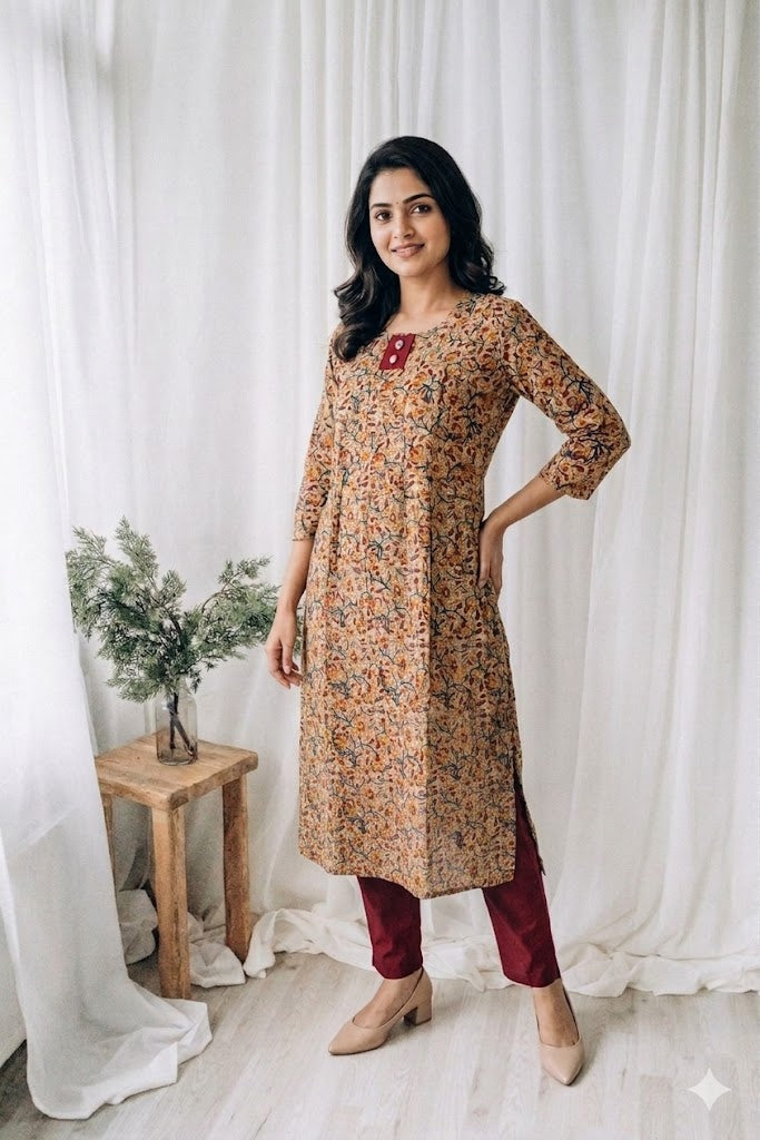 KALAMKARI BROWN COORDSET-0088