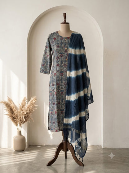 BLUE RAYON KURTI SET-1154