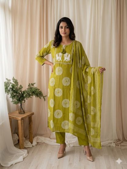 GREEN CHARM KURTI SET-1275
