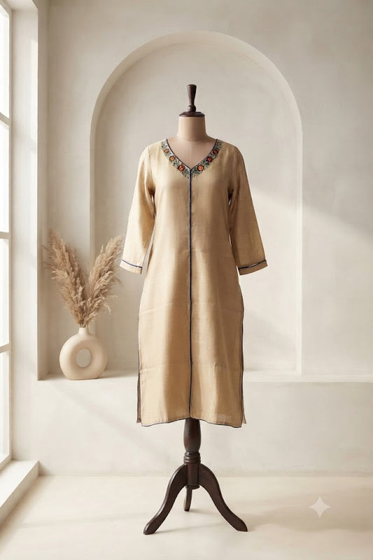 KASAVU GREEN FLORAL KURTI-6140