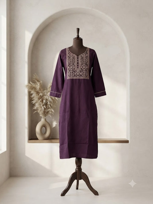 PURPLE YOKE KURTI-6158