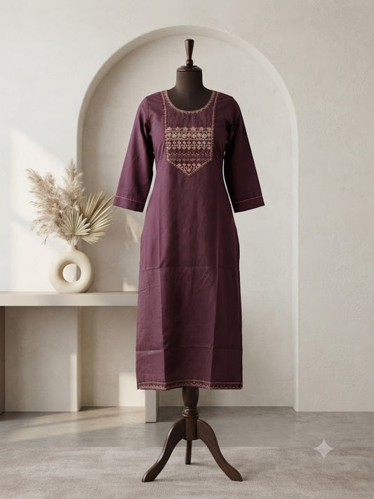 MAROON THREAD KURTI-6099