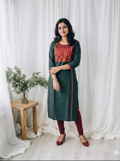 AJRAKH GRACE GREEN KURTI-6073