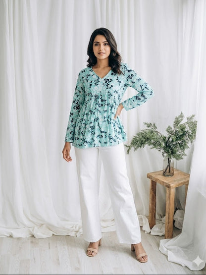 BLUE PEPLUM KURTI-5034
