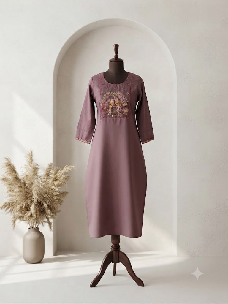 LOOMIRA MAUVE KURTI-6064