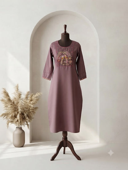 LOOMIRA MAUVE KURTI-6064
