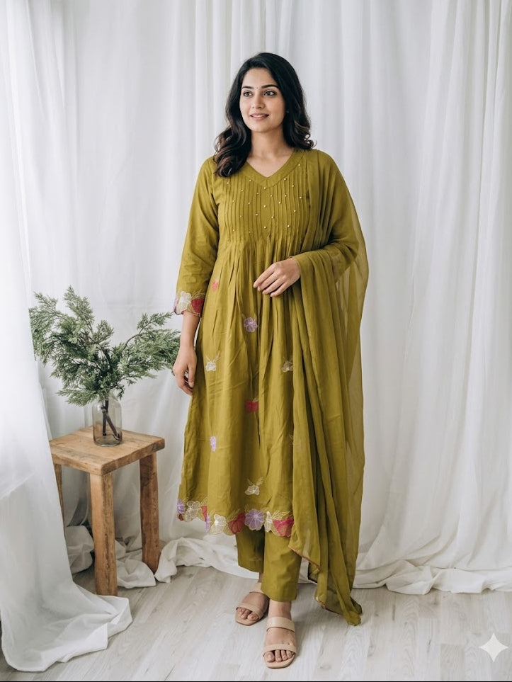 AURELIA GREEN KURTI SET-1597