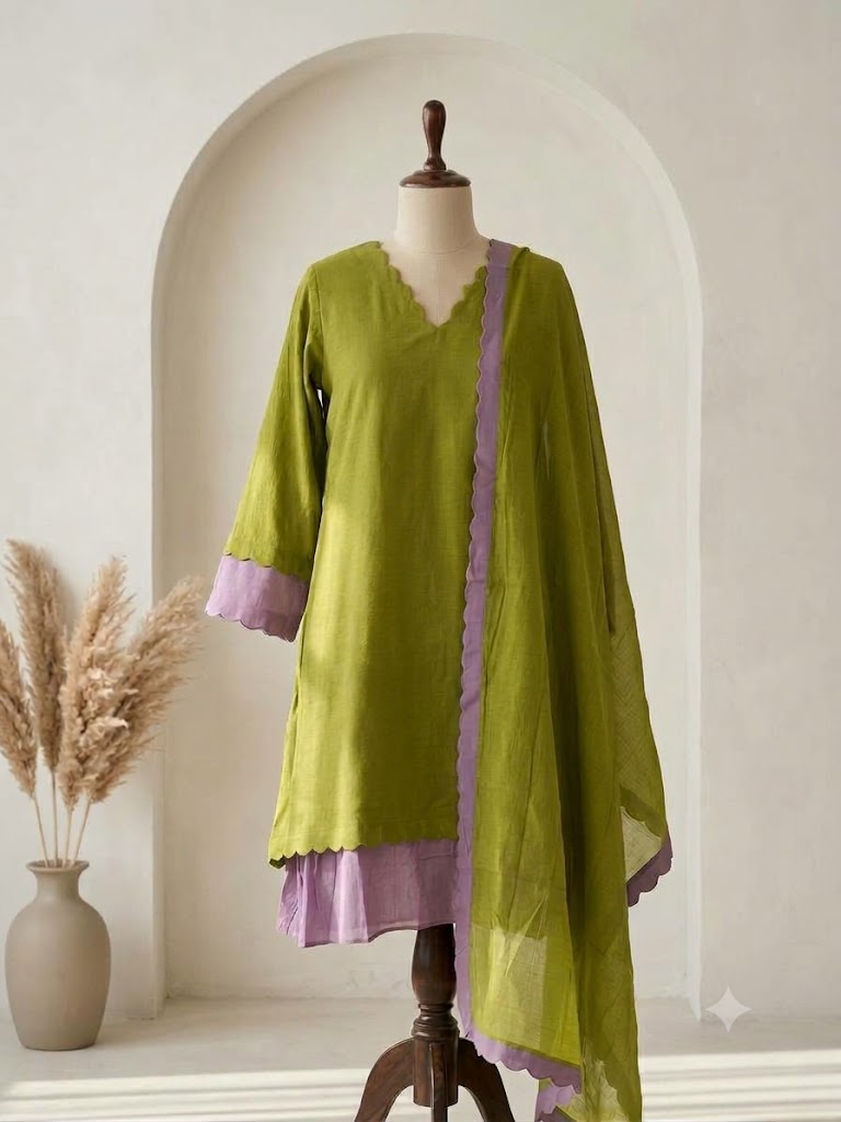 GREEN SCALLOP ETHNIC SET-1852