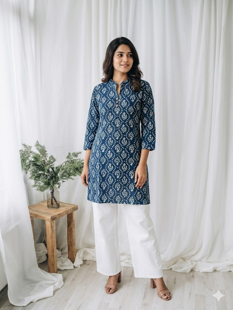 INDIGO FLORA SHORT KURTI-5039