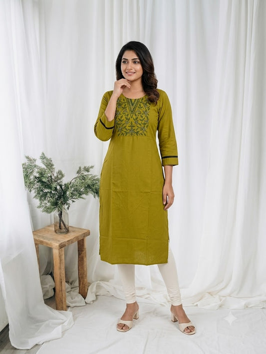 LOOMIRA GREEN KURTI-6060