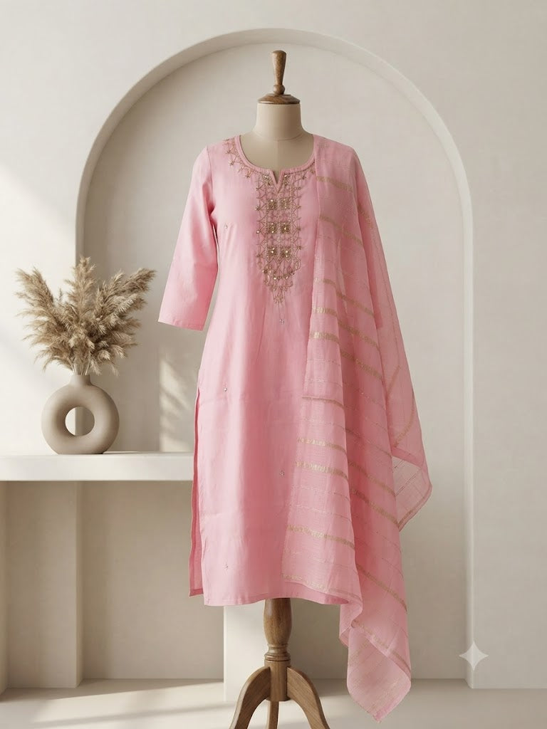 PINK SILK ETHNIC SUIT-1219