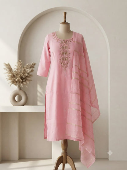 PINK SILK ETHNIC SUIT-1219
