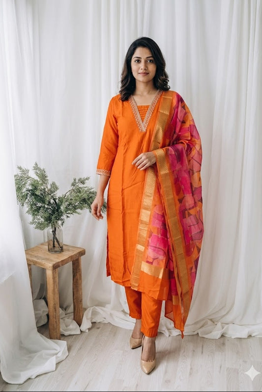 SUNSET GLOW ETHNIC SUIT-1005