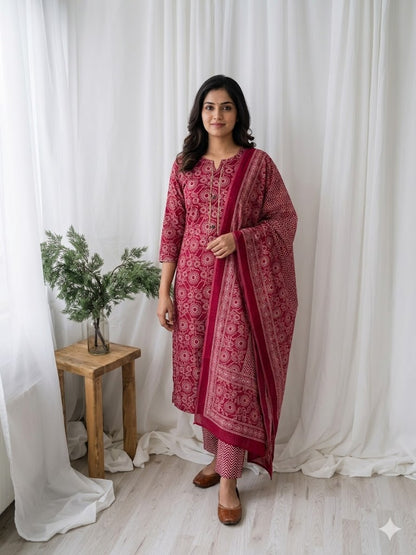 CASUAL COMFORT RED KURTI SET-1413