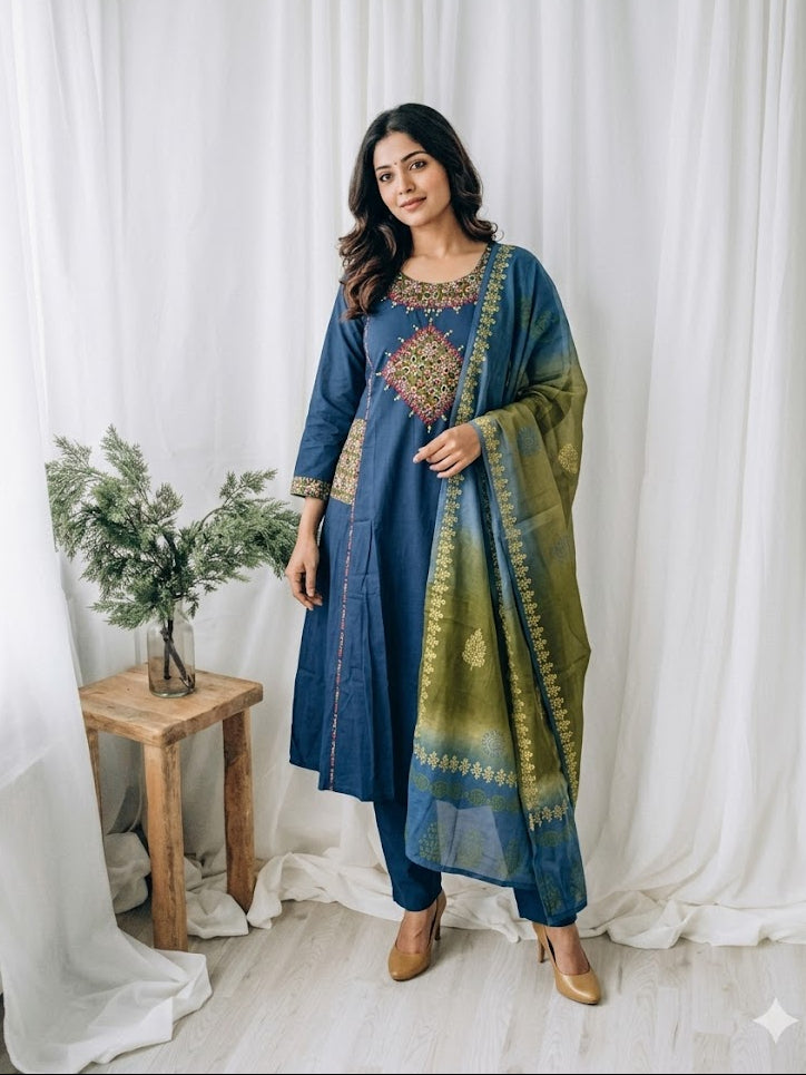 MARINE FOLK KURTI SET-1164
