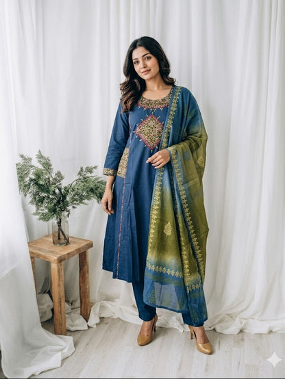 MARINE FOLK KURTI SET-1164