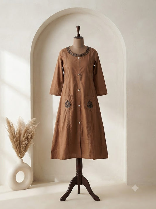 BROWN POCKET  COORDSET-0135