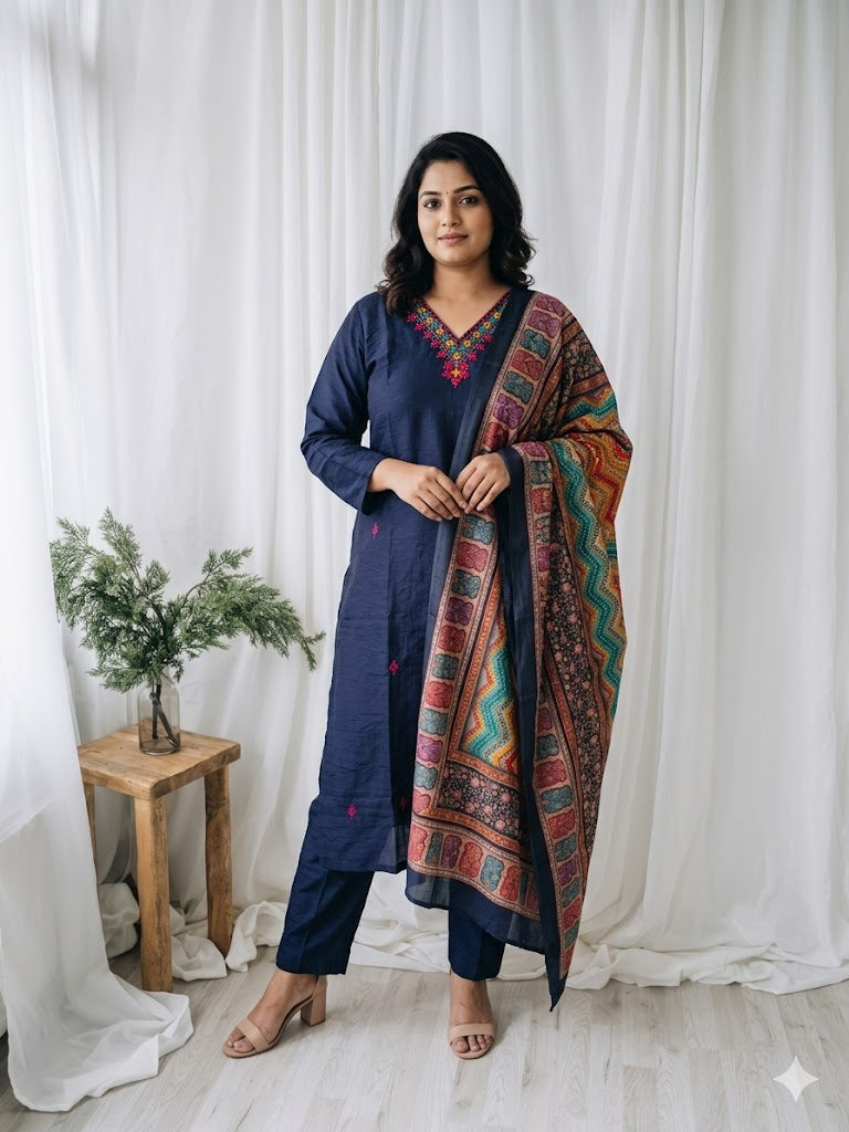 BLUE GLOW ETHNIC SUIT-1253