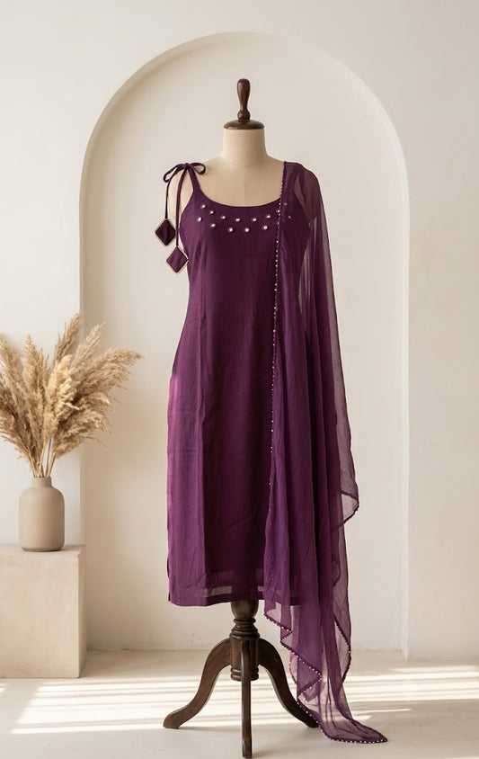PURPLE SILK ETHNIC SUIT-1083