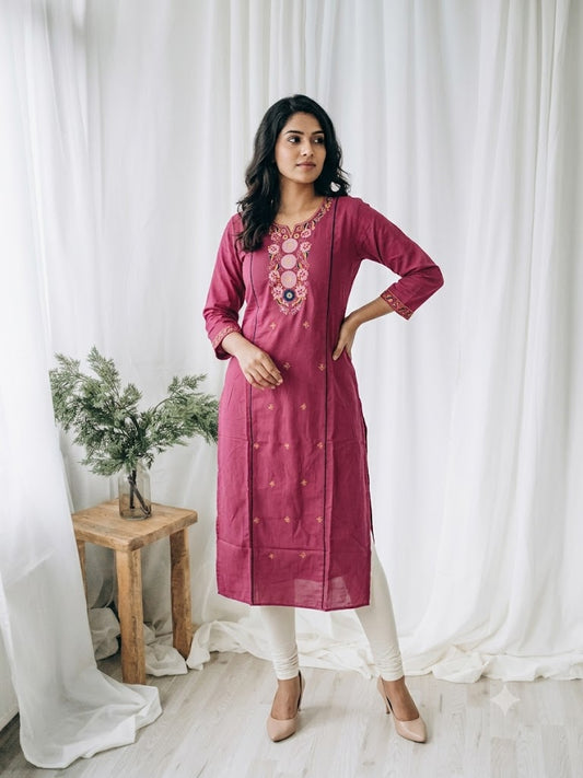 PINK FLORAL KURTI-6086