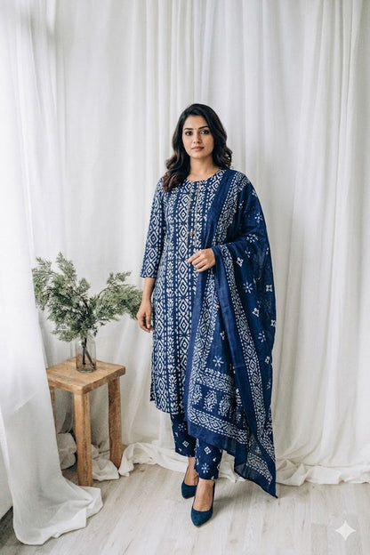 CASUAL COMFORT ROYAL BLUE KURTI SET-1413