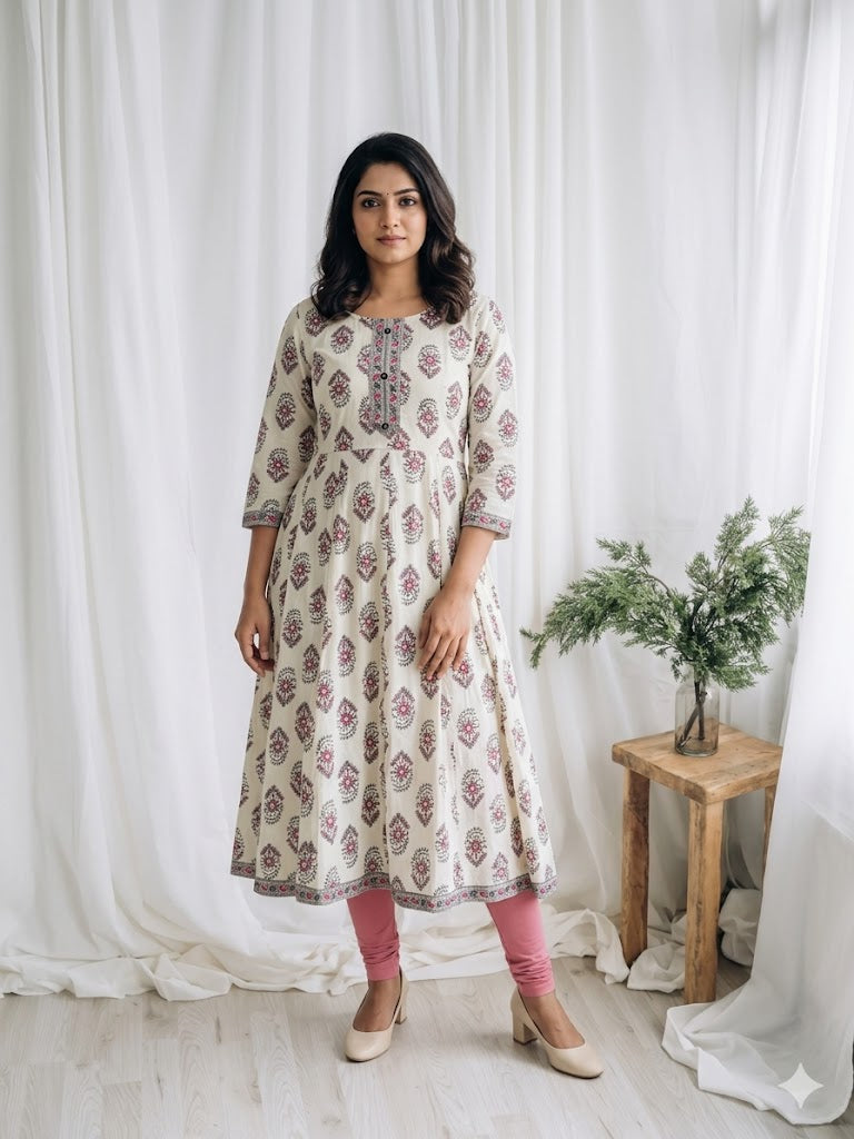 GARDEN WHITE KURTI-6024