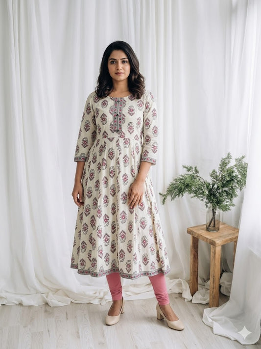 GARDEN WHITE KURTI-6024