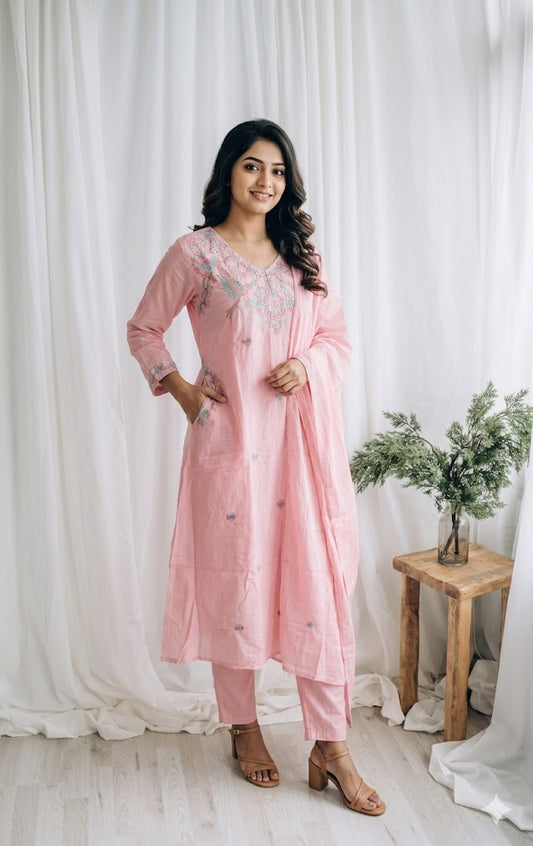 MULBLOOM PINK KURTI SET-1648