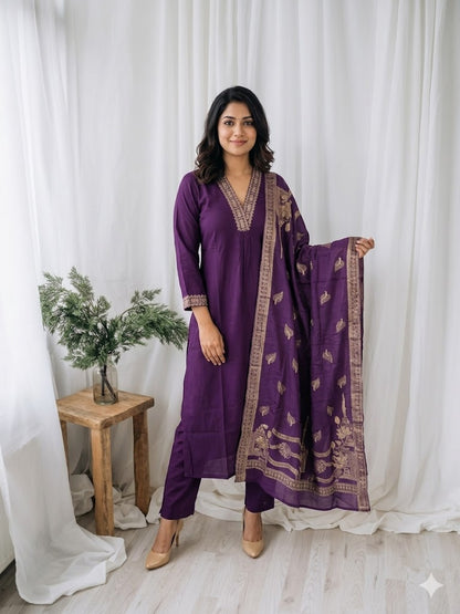 PURPLE REGAL ETHNIC SUIT - 1507