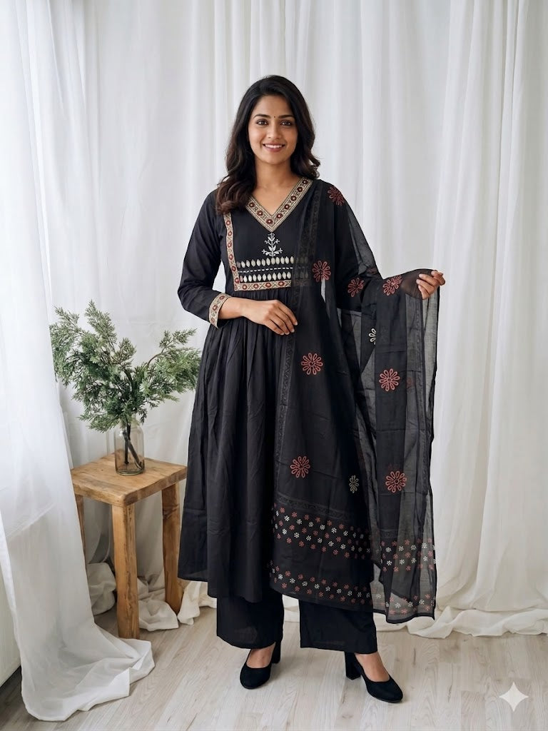 MIDNIGHT MIRROR KURTI SET-1165