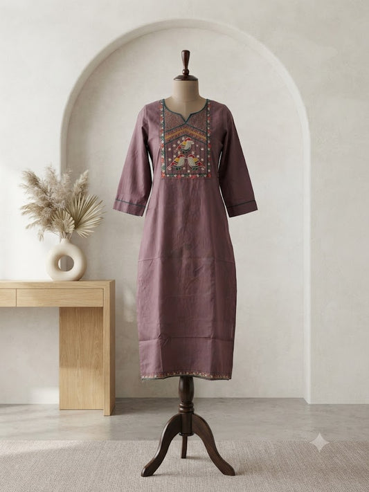 MAUVE BEADS KURTI-6100