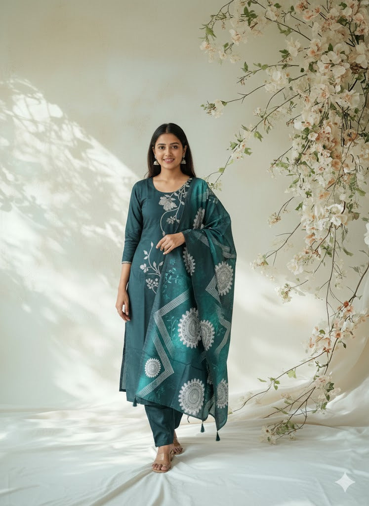 GREEN LOOM  ETHNIC SUIT - 1482